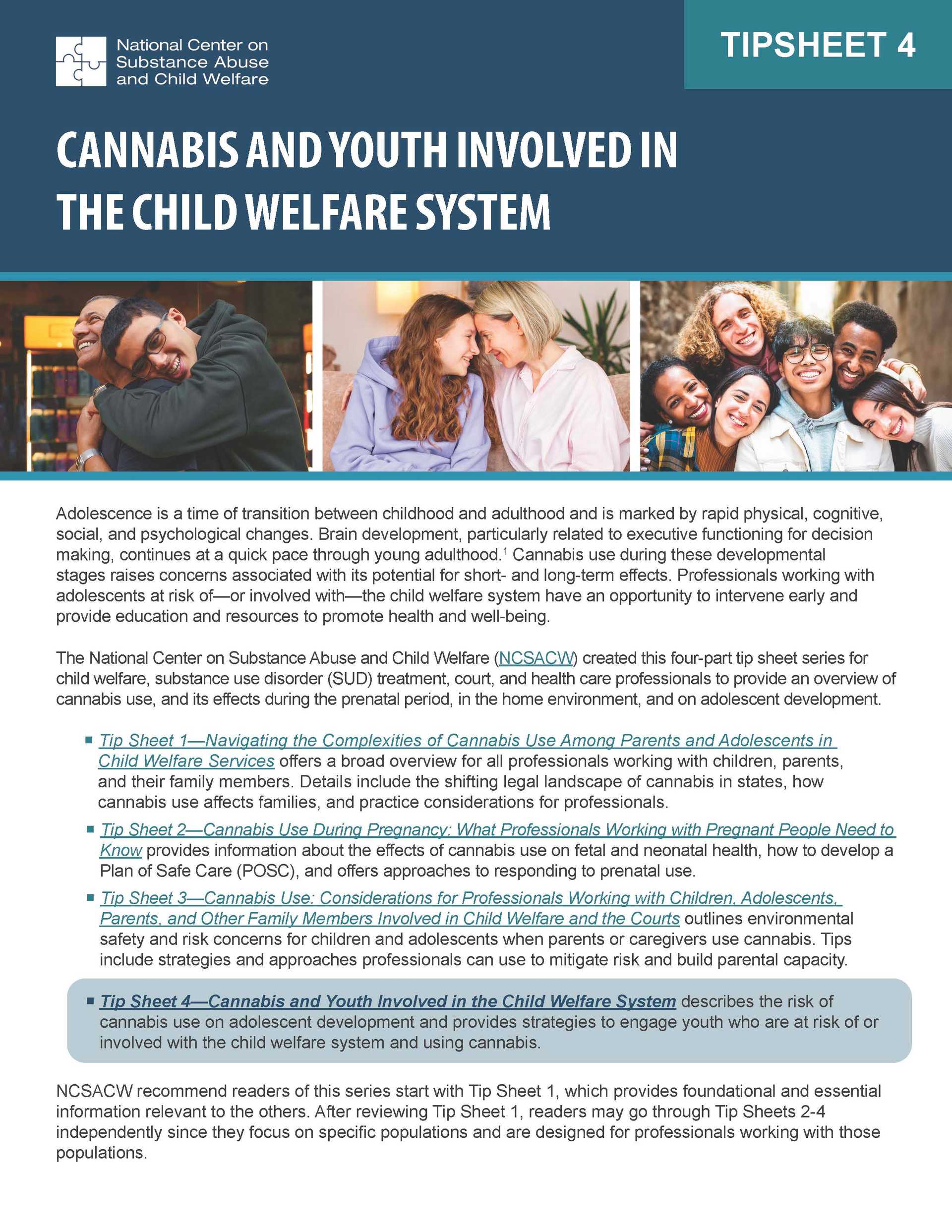 Tip Sheet 4: Cannabis and Youth Involved in the Child Welfare System