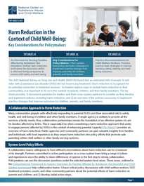 Tip Sheet #2 Harm Reduction in the Context of Child Well-Being: Key Considerations for Policymakers