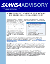 SAMHSA Advisory Screening and Treatment of Substance Use Disorders Among Adolescents