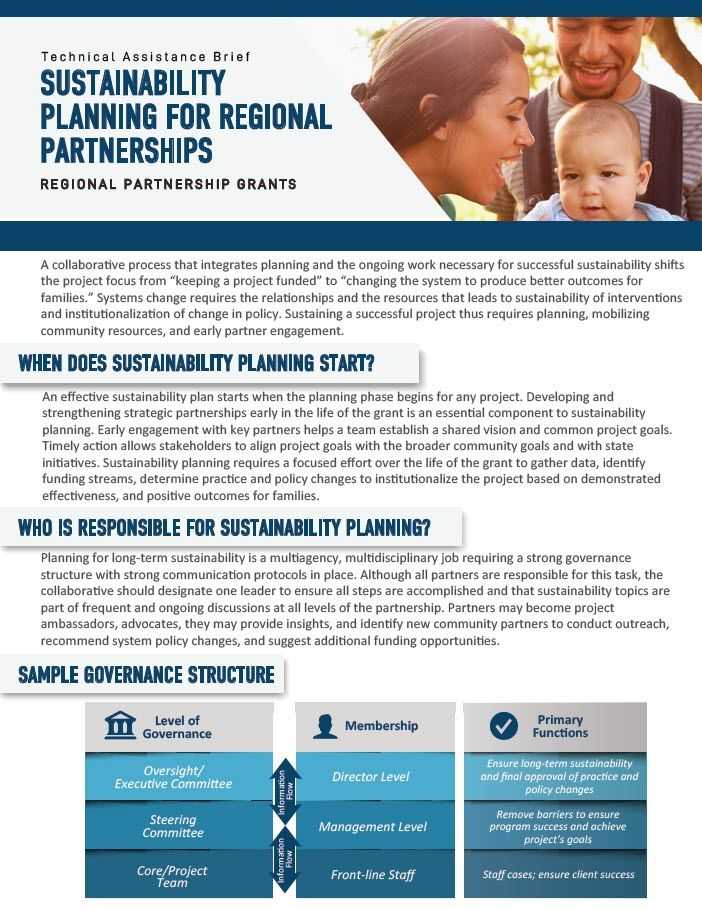 Sustainability Planning for Regional Partnerships Technical Assistance Brief