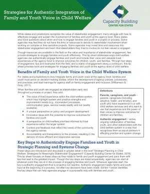 Strategies for Authentic Integration of Family and Youth Voice in Child Welfare