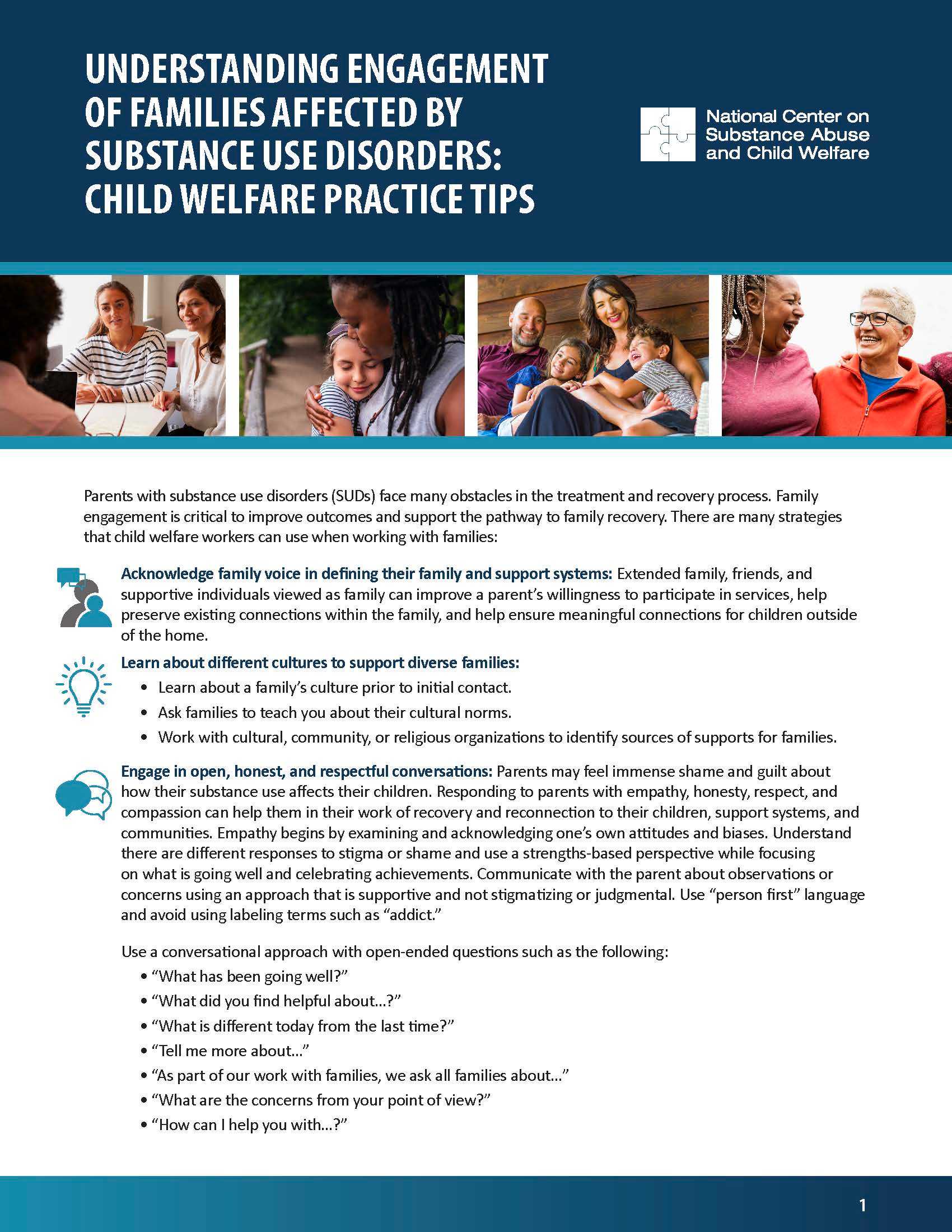Understanding Engagement of Families Affected by Substance Use Disorders – Child Welfare Practice Tips