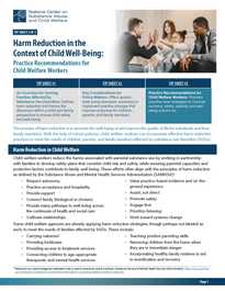 Tip Sheet #3 Harm Reduction in the Context of Child Well-Being: Practice Recommendations for Child Welfare Workers